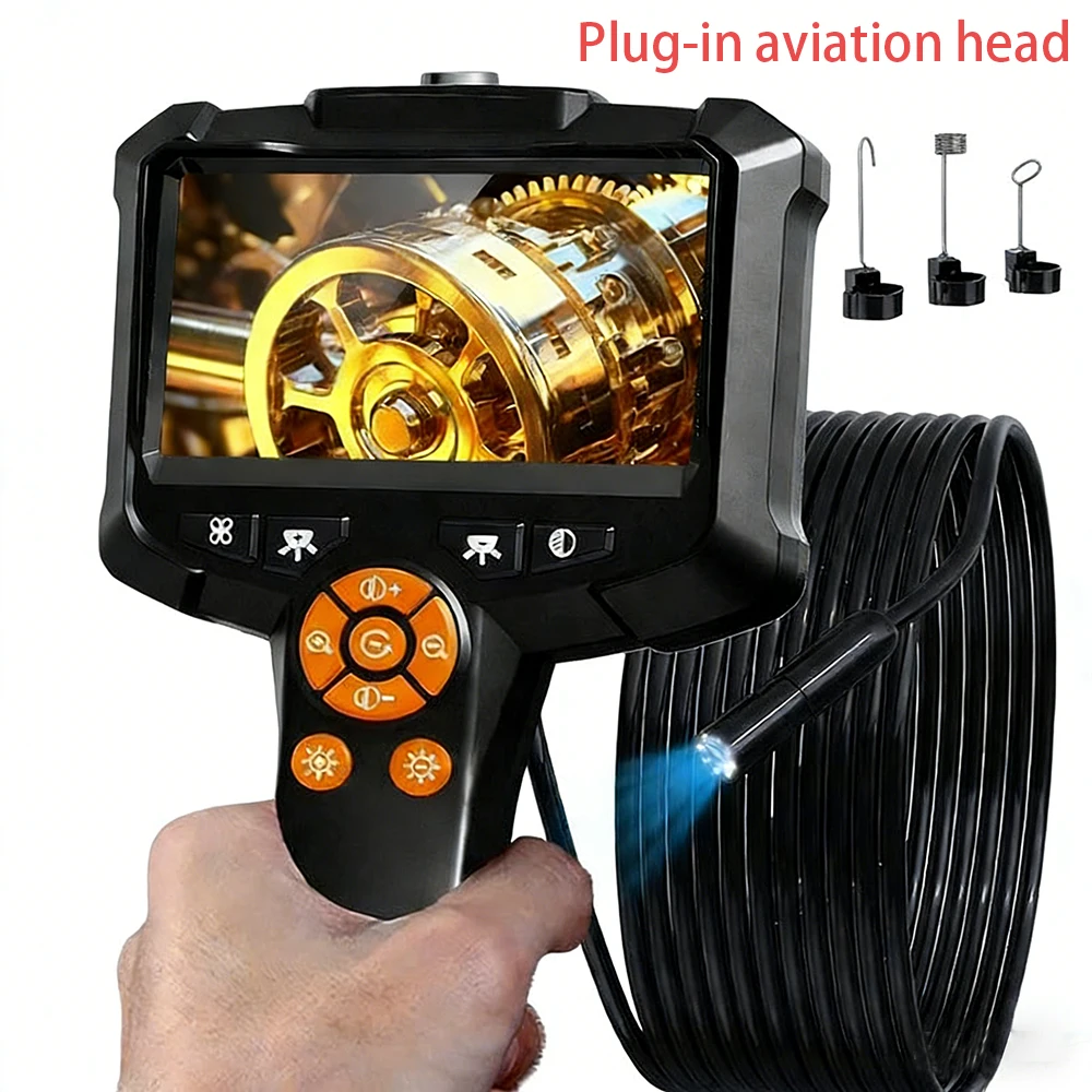 Handheld Endoscope Camera with 4.3 Inch HD 1080P IP67 Waterproof Car Inspection Borescope 8Leds for Pipe Sewer Inspection Tools
