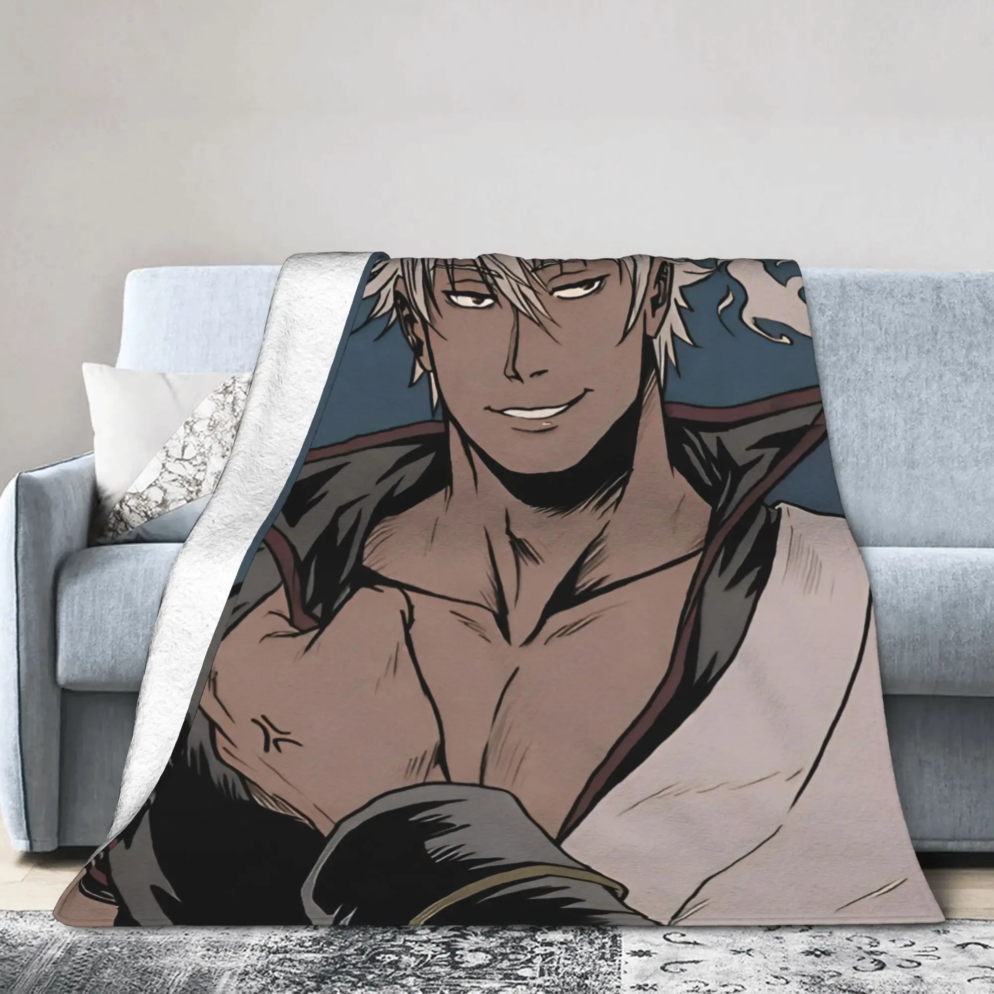 Gintamas Tension Gintoki See Flannel Blankets  Vintage Throw Blankets for Home 200x150cm Plush Thin Quilt,