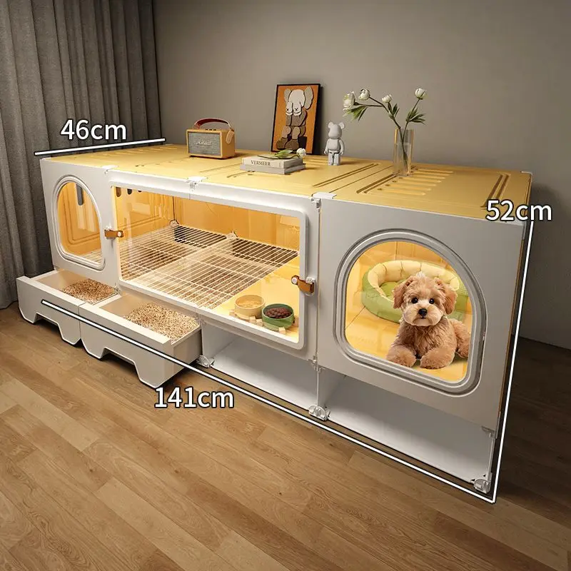 

Dog cage with toilet, separate one room, one living room, one bathroom, pet cage nest for household use