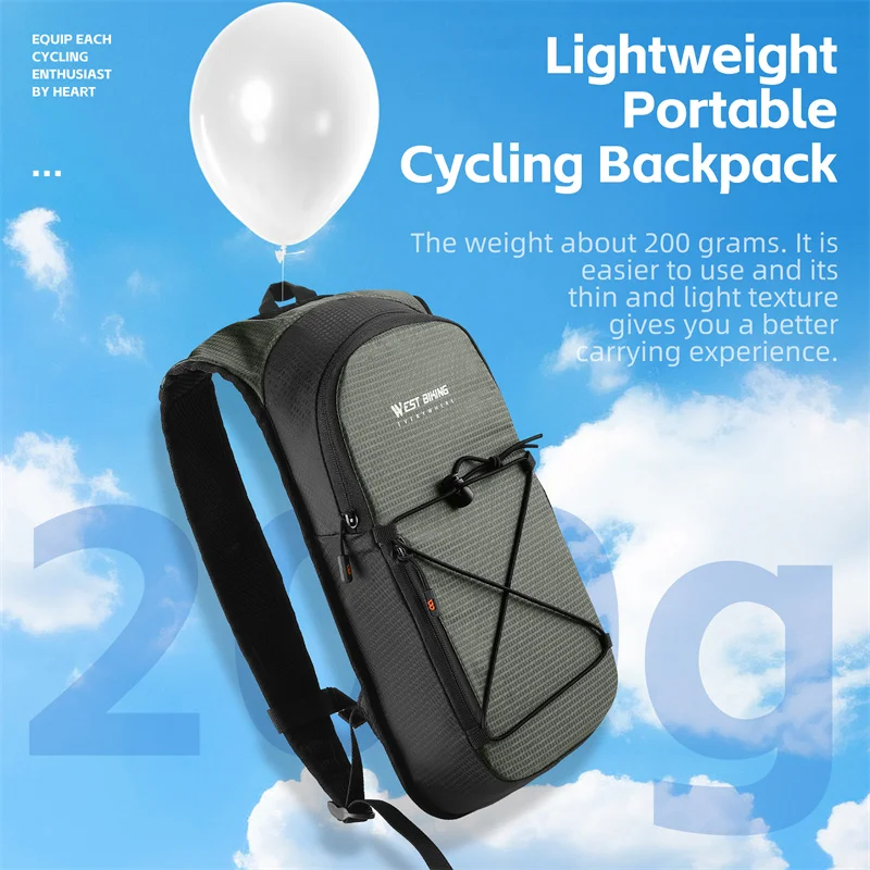 WEST BIKING Ultralight 7L Cycling Backpack PU Water-repellent Bike Bag Outdoor Sports Hiking Climbing Fishing Hydration Backpack