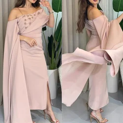 Customized Chinese Style Jersey Sequined Ruched A-line Off-the-shoulder Midi Dresses Homecoming Dresses Formal Casual Simple Ret