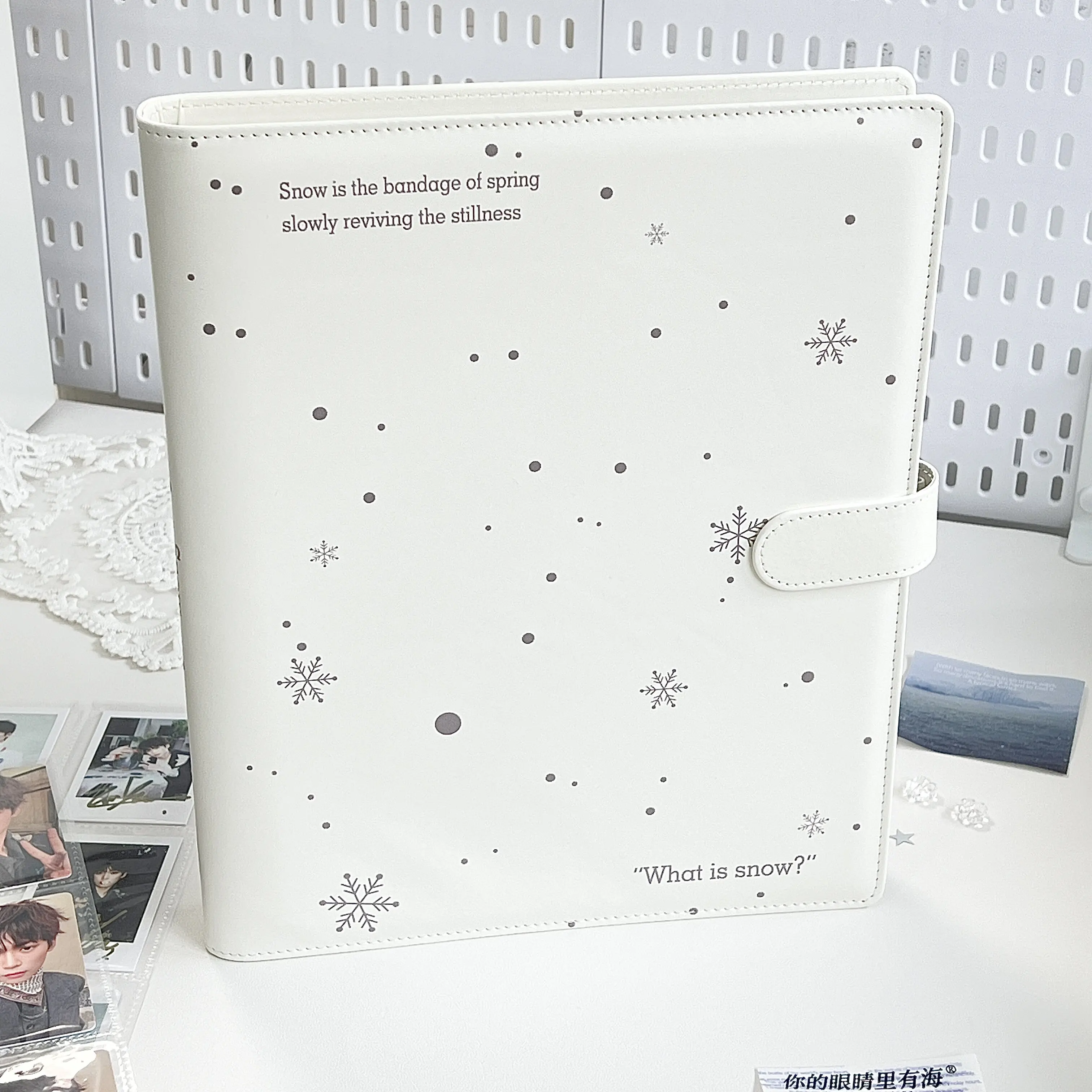 Romantic Snowflake A4 Magnetic Photo Album Cards Storage Book for Instax Polaroid, Kpop Photocard Binder Magazine Cutouts