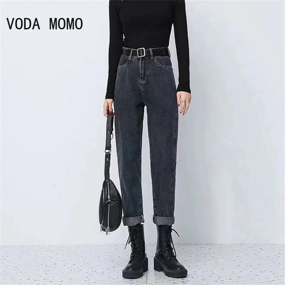 

2022 New Mom Jeans Woman Loose High Waist Denim Trousers Vintage BF Style Straight Pants Jeans Washed Cotton Harem Pants Jeans