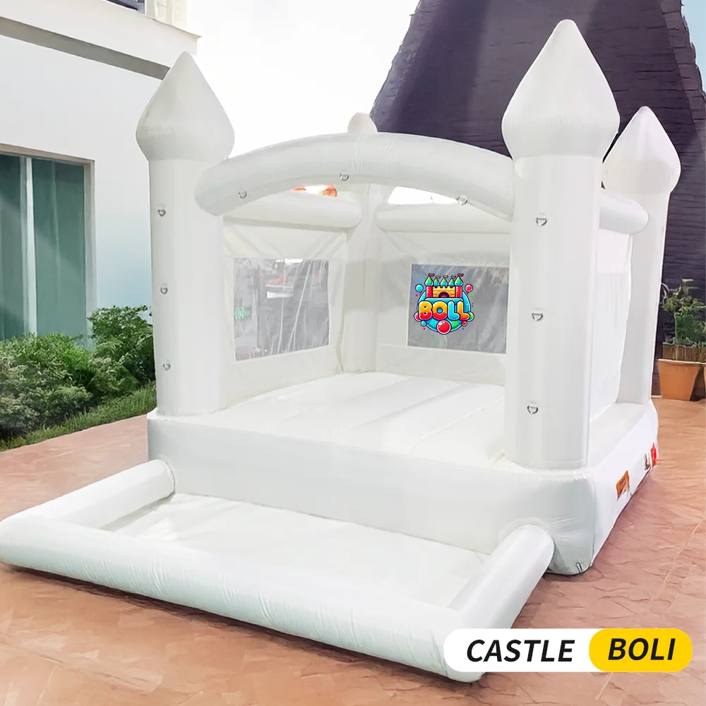 White Bounce House With Blower 3.7*2.7*2.6M Jumping Castle For Kids Bouncy House Bouncer Trampoline For Kids Gift Wedding House