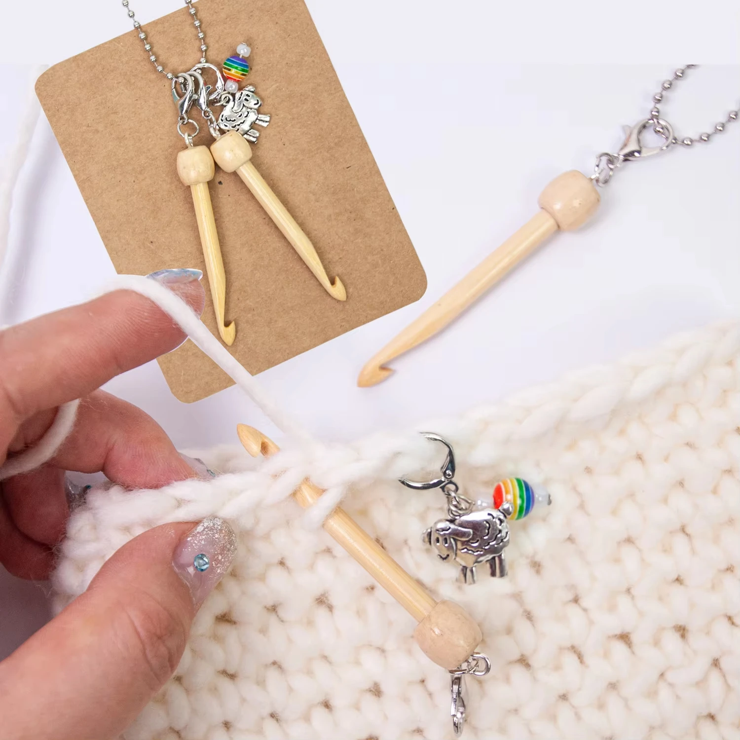 Mini Kit de collier au Crochet Portable, ensemble de crochets portables avec marqueurs de points, aiguilles à Crochet, 1 pièce