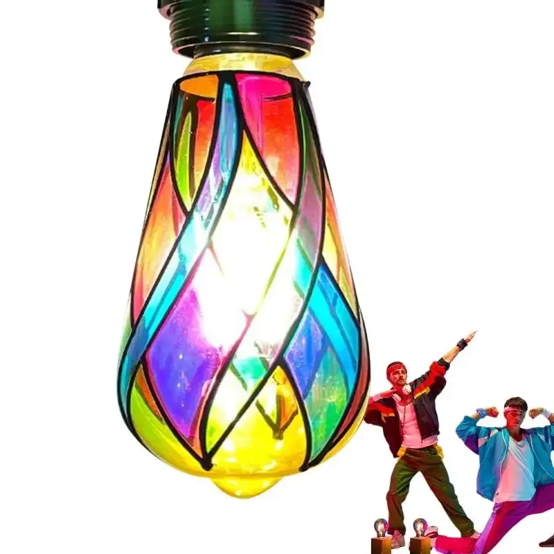 4W ST64 LED-Glühbirne, Buntglas-Glühbirne, lackiertes Glas, E26-Sockel, Mosaik-Nachtlampe, Heimdekoration, romantische festliche Atmosphäre