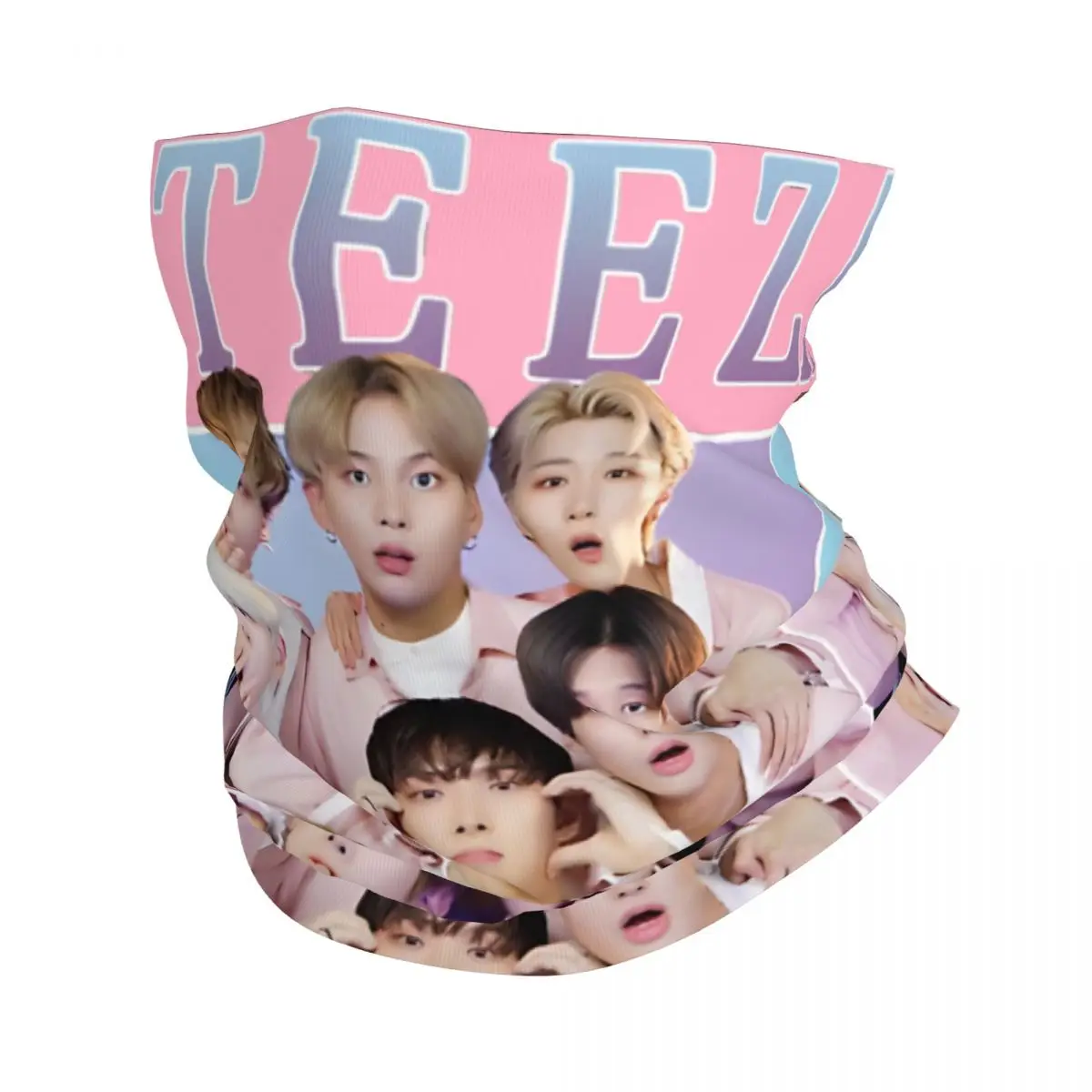 ATEEZ Cute Vintage Kpop Band Style 90S ATEEZ Bandana Neck Gaiter Printed Motocross Wrap Scarf Multifunctional Cycling All Season