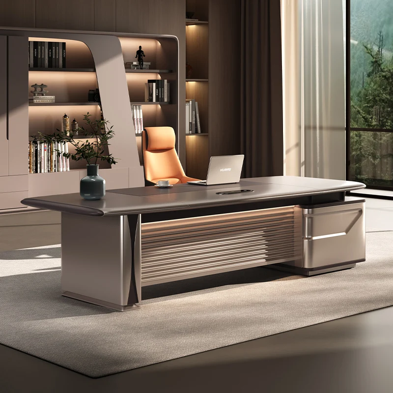 

Modern Brown Office Desk Wholesale From China Supplier New Style Design For CEO's Study Room Or Bedroom Use Wooden Work Table
