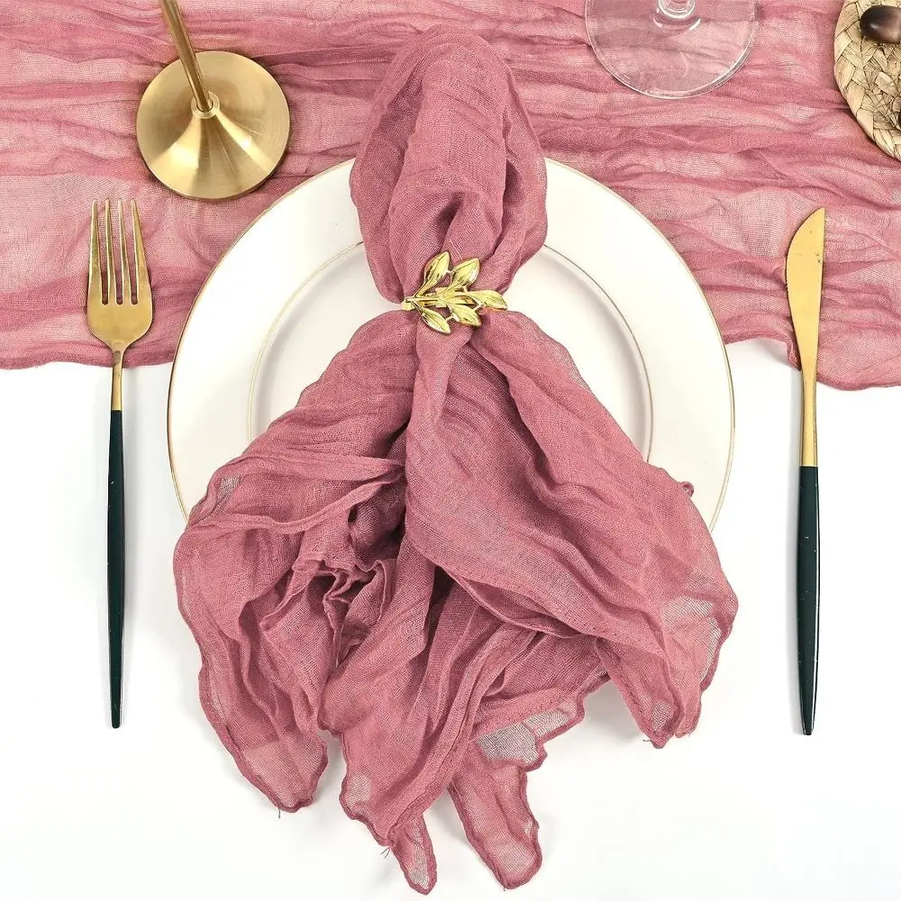 Party Supply Table Decoration Gauze Napkin Reusable Soft Cotton Napkin Solid Color Thin Placemats Wedding