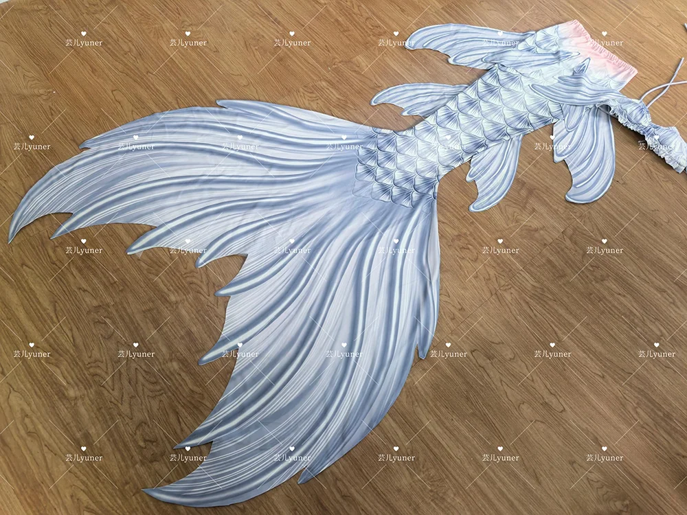 

Custom Gold Foil Mermaid Tail, Color Gradient Swimsuit with Monofin. For Ocean Performance & Freediving Photography