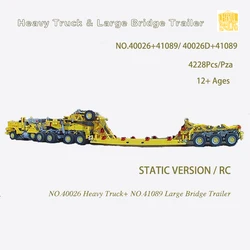 Moc40026 Heavy Truck+ Moc41089 Large Bridge Trailer With PDF Drawings Building Blocks Bricks Birthday Christmas Gifts