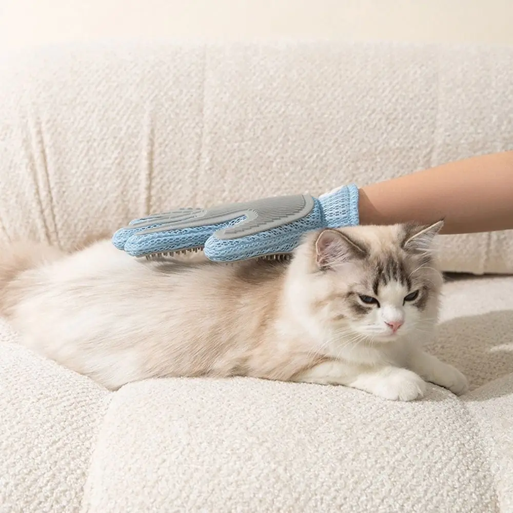 Guantes para quitar el pelo flotante para gatos, silicona suave de dos caras, cepillo depilatorio 2 en 1, removedor de pelo grueso antiarañazos para perros