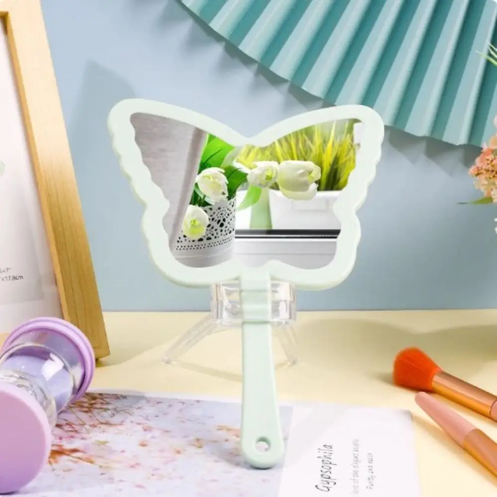 Espelho de maquiagem em forma de borboleta portátil, espelho de plástico em forma de borboleta, mini alta definição