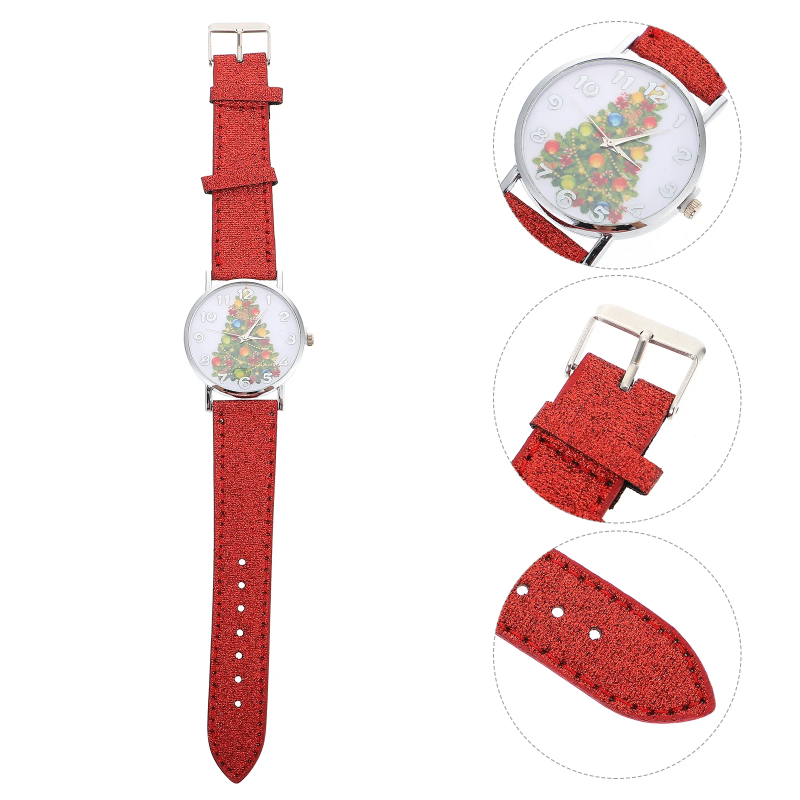 Ladies Christmas Tree Table Xmas Design Wristwatch Pattern Fashionable Women's with Ordinary Glass Mirror Decorative