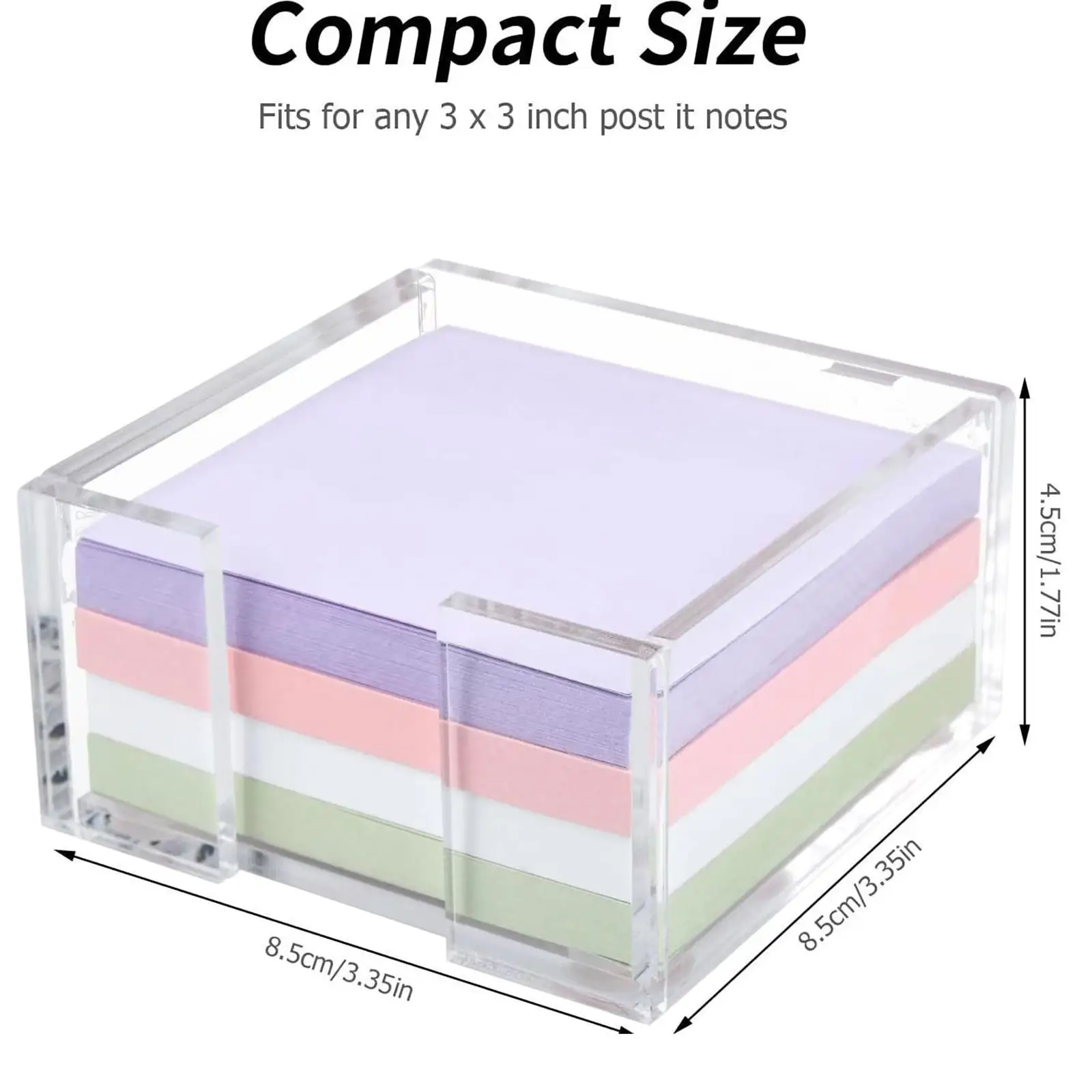 Acrylic Sticky Notes Holder with 4Pads Dispenser Students Notepad Holder