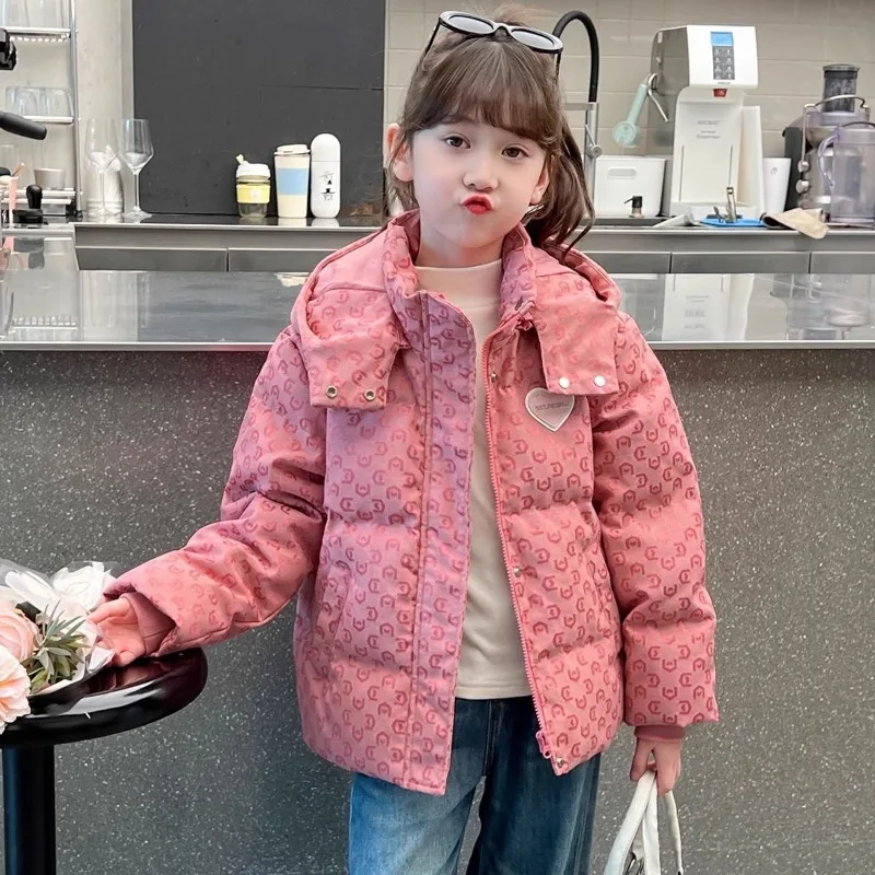 

New Girls Glossy Jackets Children Thicken Hooded Outerwear Kids Trends Solid Colour Coats Fashion Parkas Winter Warm Overcoat