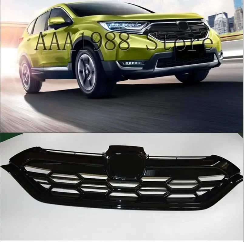 

2017 2018 2019 For Honda CRV Bumper Hood Upper Lower Mesh Chrome Grill Car accessories Car Styling Black Front Racing Grille