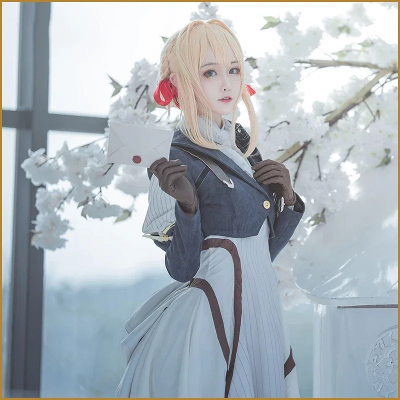 Anime Violet Evergarden Cosplay Costume Halloween Carnival Dress Top Gloves Women Medieval Gothic Uniforms Custom Made