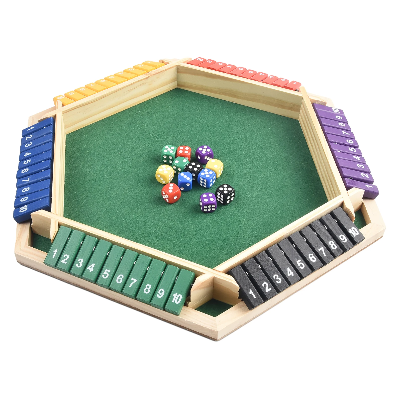 2-4 Player Shut The Box Dice Board Game Wooden Flaps & Dices Game Shut-The-Box Family Entertainment for Kids & Adults