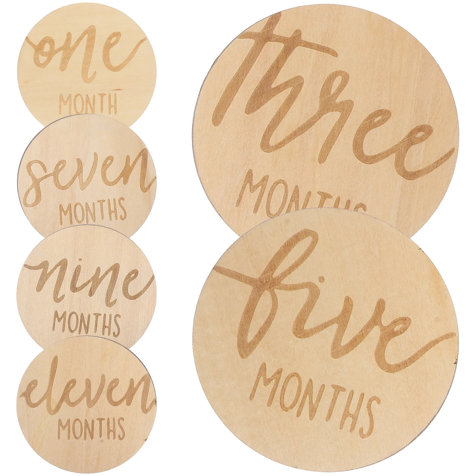 

Infant Milestone Label Baby Month Card Labels Wooden Monthly Sign Calendar Discs