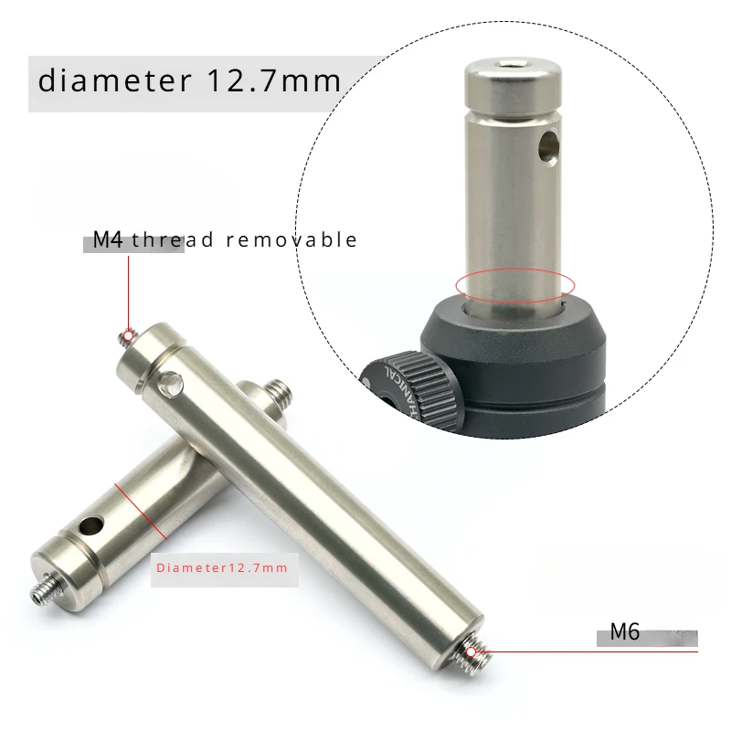 12.7mm Optical Post Support Rod with M4/M6 Threads Stainless Steel Connection Rod for Precision Optical Equipment Accessories