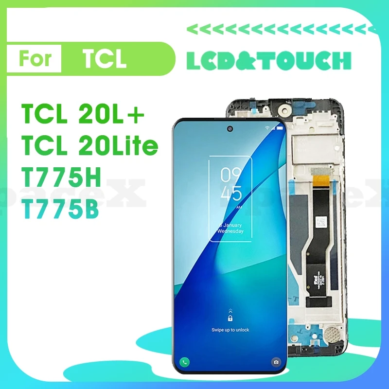 

T775B 6.67"Tested For TCL 20L+ TCL 20Lite lcd T775H LCD Display Digitizer Assembly Replacement Sensor Screen 20 Lite lcd Frame