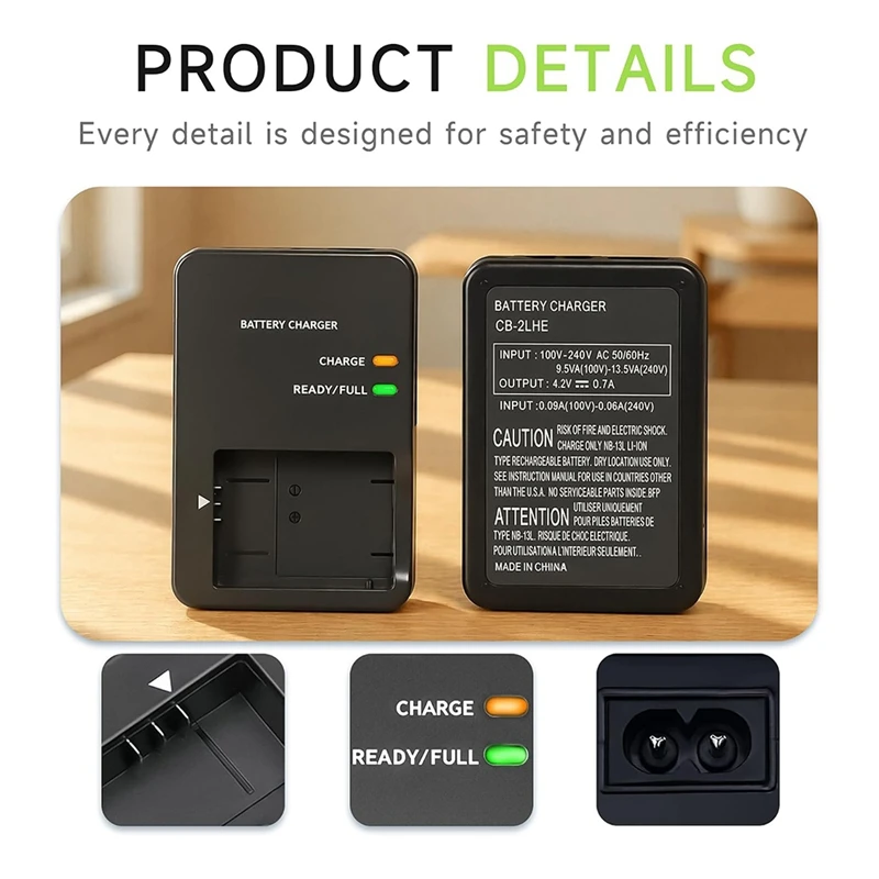 CB-2LH CB-2LHE -13L Battery Charger for G7 X II/III G5 X II G9 X II G1 X III SX740 SX730 SX720 SX620 HS US Plug  -Miuai】
