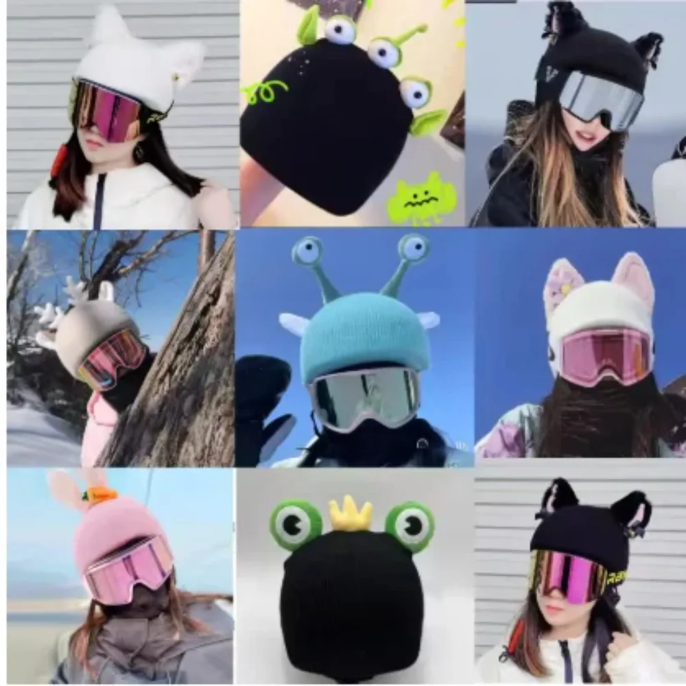 かわいいニット製ヘルメットカバー、洗濯可能、男女兼用、スキー、スノーボード、アウトドアスポーツ用ヘルメットアクセサリー