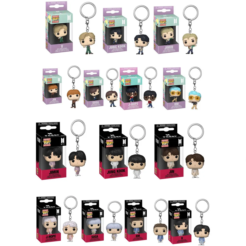 Funko Pop Keyring Jung Kook Jimin Jin J-Hope Suga RM V Rocks Singer Pop Pocket Keychains Vinyl Action Figure Toys Dolls Gifts