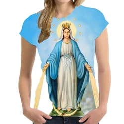 New The Religious Graphic T-Shirt Our Lady of Guadalupe Virgin Mary Hip Hop Casual Short Sleeve O-Neck Unisex T Shirt