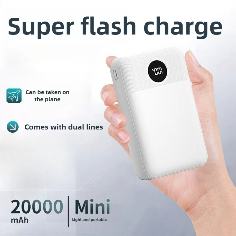 

Power Bank 20000mAh with Built-in Cable Mini Size Large Capacity 22.5W Two-Way Fast Charging Mobile Power Supply