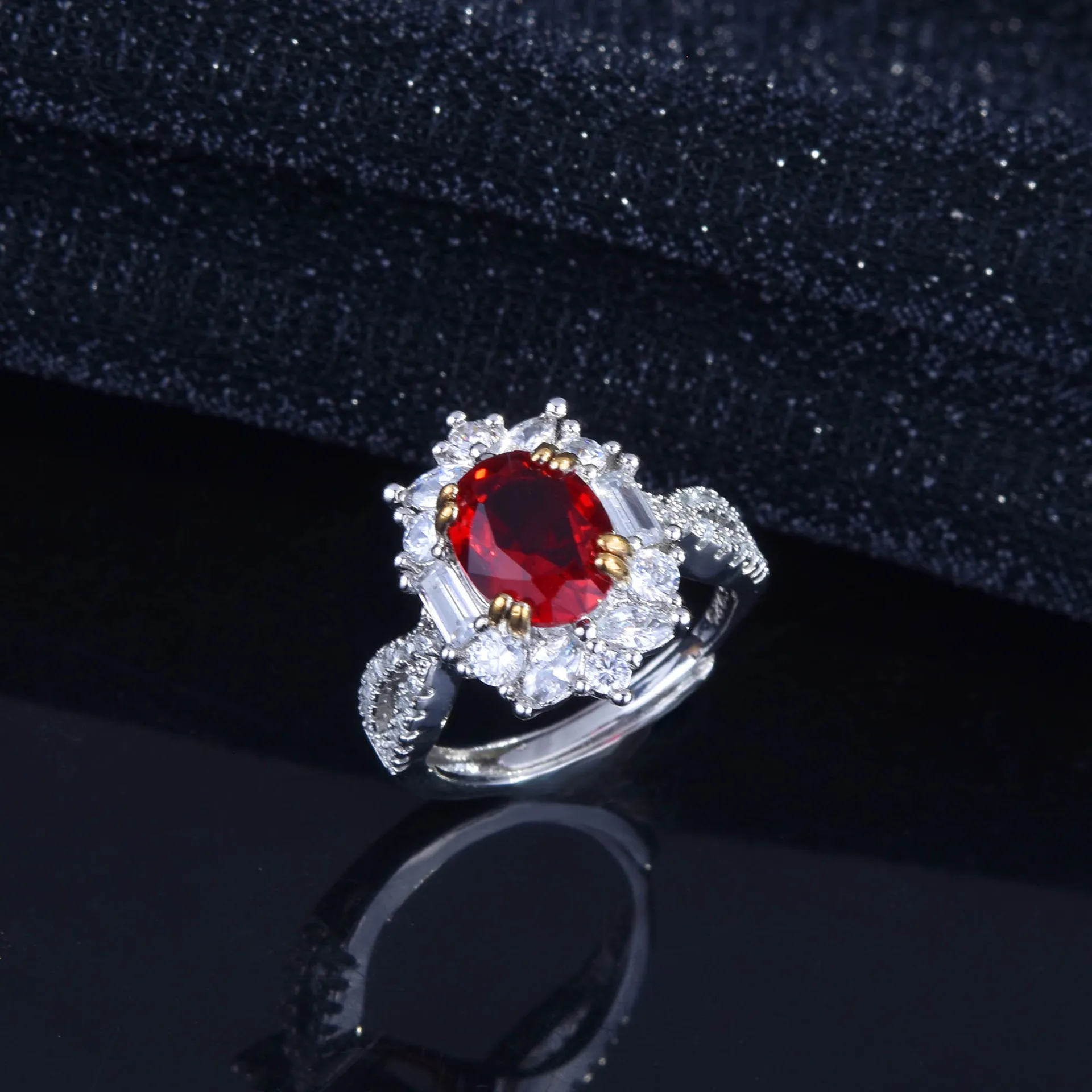 Ruby Ring Set with Exquisite Craftsmanship Simple and Generous Opening Colorful Treasure Women\'s Ring