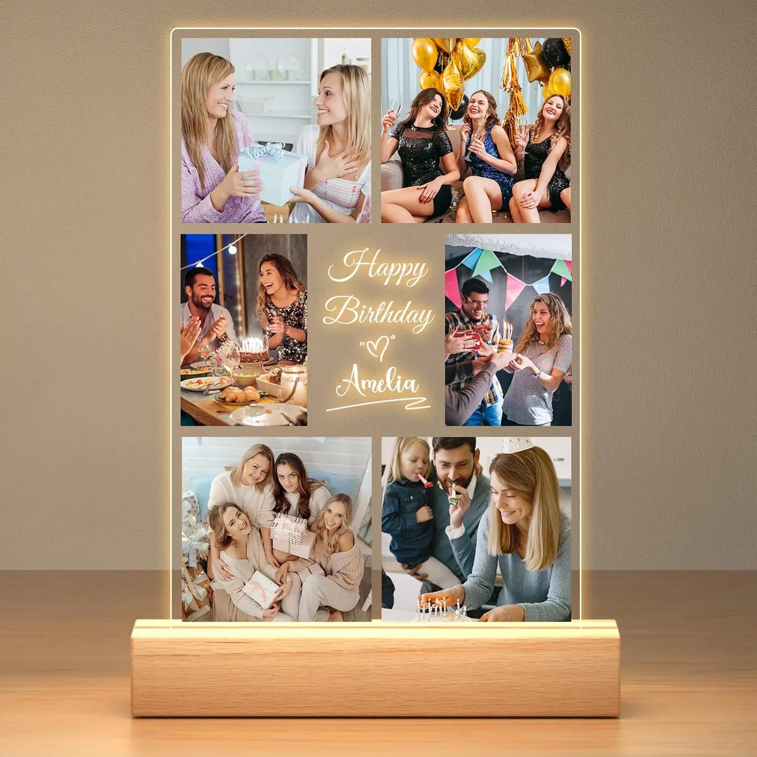 

Custom Acrylic Plaque Christmas Birthday Gifts for Mom Personalized Photo Frame with Night Light Best Dad Ever Family Xmas Gifts