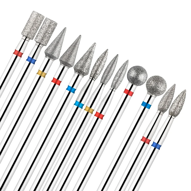 Nail Drill Bits Diamond Milling Cutters for Manicure 3/32'' Pro Drill Tips for Nails Cuticle Remove Tools