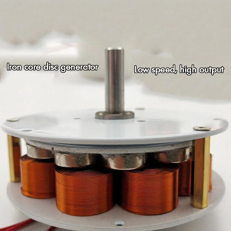Disc Iron Core Generator 50W 24V Strong Magnetic Low Speed Multi-pole Three-Phase AC Generator 100-650rpm，85mm*25mm