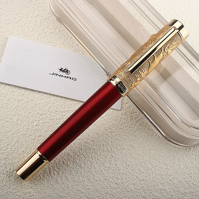 Imagem -03 - Jinhao Dragon Spirit Caneta-tinteiro Caneta de Metal f Heartbeat Nib Papelaria Estudante Material Escolar Business Office Luxo 2024