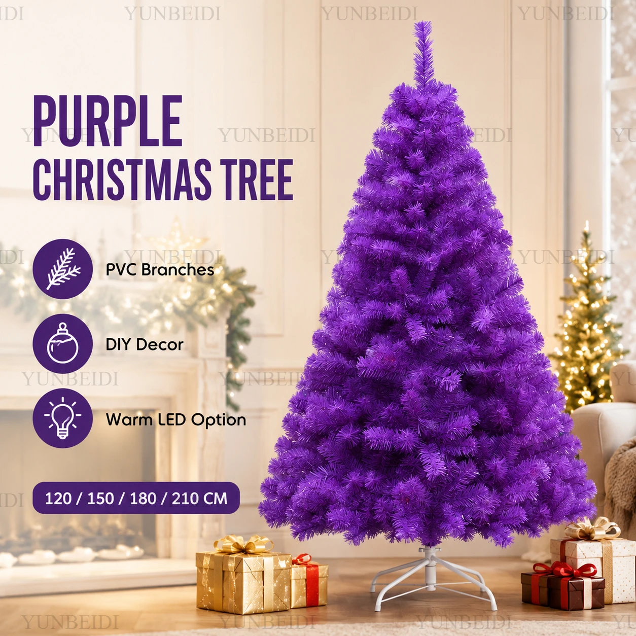 Christmas Tree Artificial - 인공 보라색 크리스마스 트리 PVC 소재