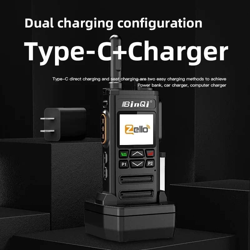 جهاز اتصال لاسلكي Binqi-walkie talkie ، 4g ، مع واي فاي ، وسيم ، وأحمر ، وواي فاي ، وراديو ، وpoc ، وأندرويد ، سنوات