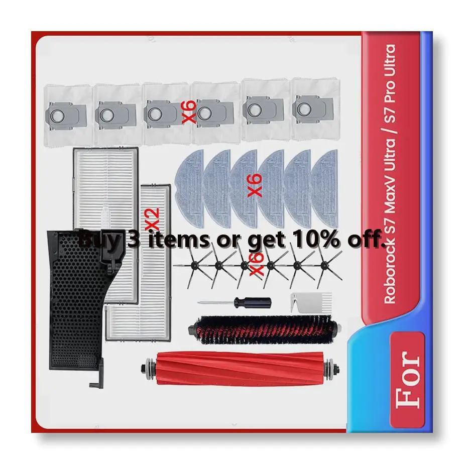 ✼25PCS Main Side Brushes Hepa Filters Dust Bags Mop Pads for Roborock S7 MaxV Ultra / S7 Pro Ultra Vacuum Cleaner Parts