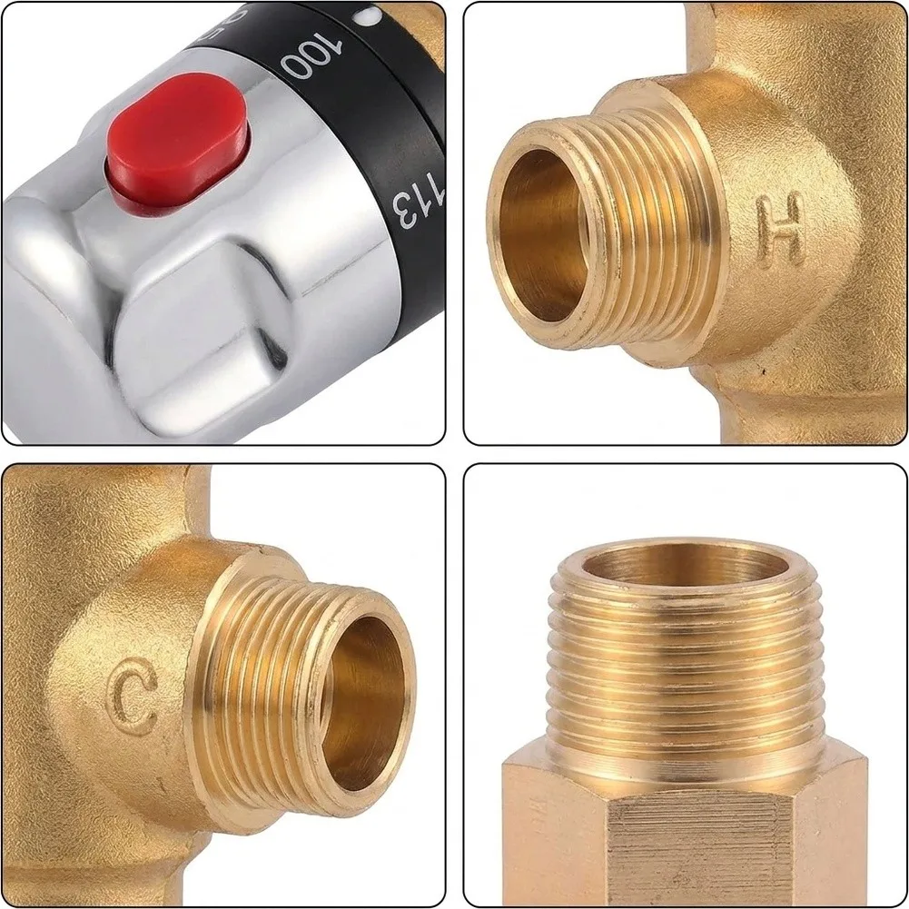 Brass Thermostatic Mixing Valve for Use in Shower Fixtures Requiring Reliable Thermal Stability and Flow Balance