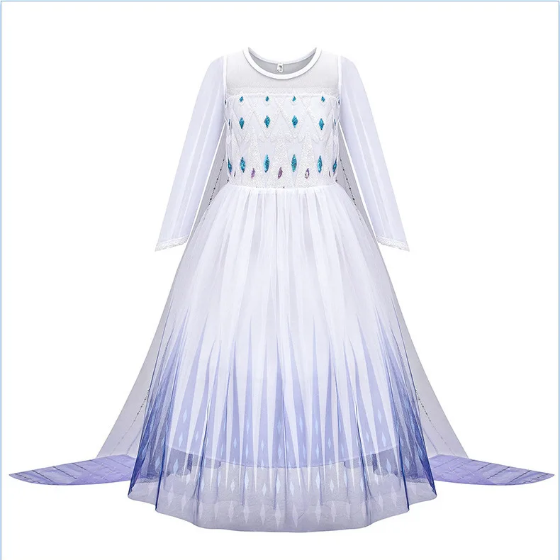 Weißes Schneekönigin Elsa Kleid Cosplay-Kostüm für kleine Mädchen, Feiertags-, Geburtstags-, Karnevals-Rollenspiel-Outfit – Detail 2
