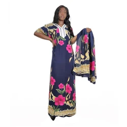 Chic Embroidered Women Loose Black Kaftan Summer Beach Dress 2024 Bohemian Holiday Swimsuit Coverup Cozy House Robe Outfit Scarf