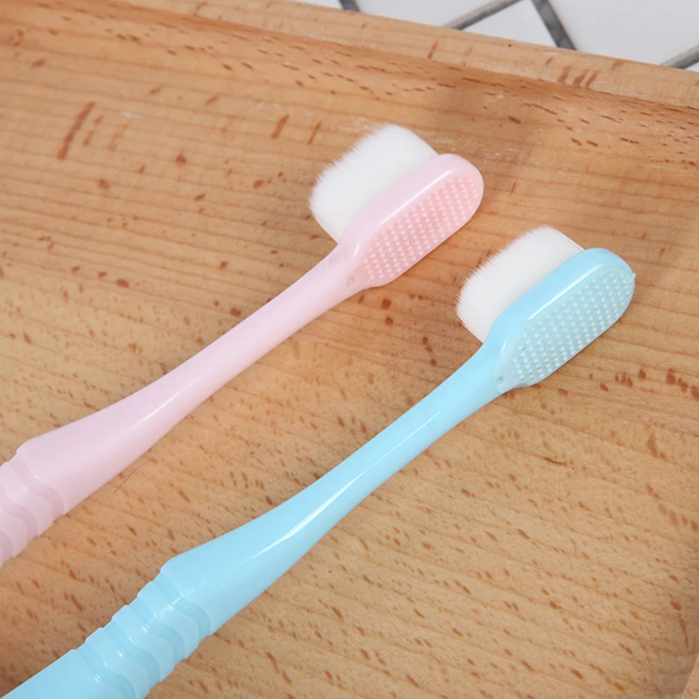 

2Pcs Soft Bristle Toothbrushes Oral Cleaning Design Natural LongHandle NonSlip Ergonomic TeethMassager Durability