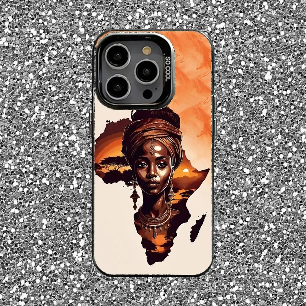 حافظة هاتف Geogra لخريطة أفريقيا لهواتف iPhone 16,15,14,13,12,11,Pro,XS,Max,Plus,Mini,SE غطاء مقاوم للصدمات من الحلوى السوداء غير اللامعة #3