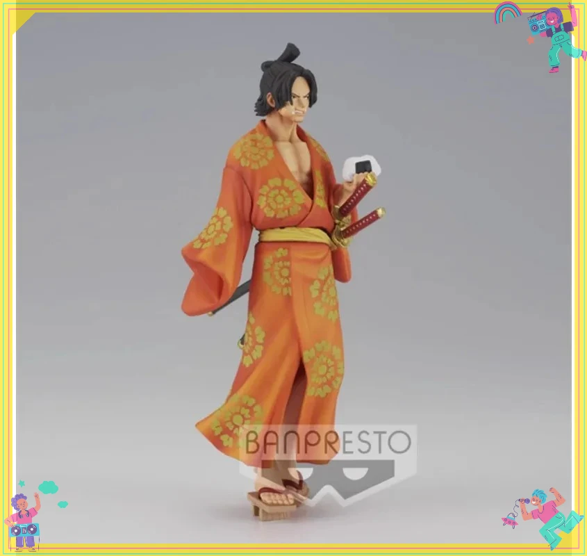 

Bandai Original BANPRESTO Anime One Piece Magazine Kimono 18cm Portgas D Ace Sabo PVC Collectible Model Decoration in Stock