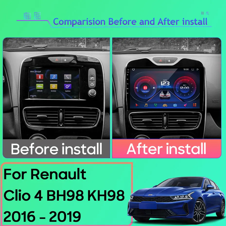 For Renault Clio 4 BH98 KH98 2016 - 2019 Car Android Multimedia Stereo Radio Player GPS Navigation BT Carplay Android Auto Wifi