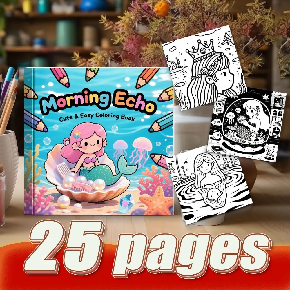 

Mermaid Brushing Hair Coloring Book Parent Child Co Reading Early Education Cognition Unique Ocean Scenes Easy To Color
