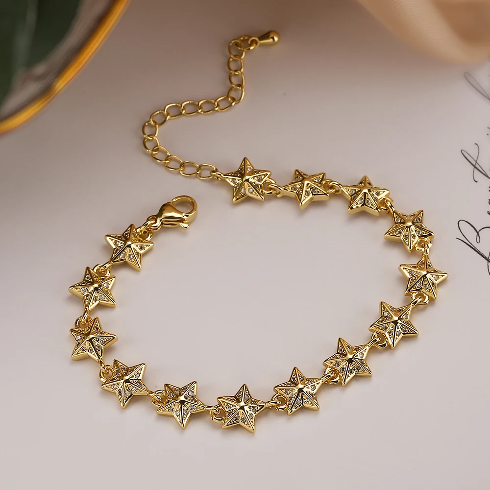 Glamorous Design Butterfly/Star-Shaped Pendant Bracelets For Women Girls, Delicate Bangles With Cubic Zirconia Party Jewelry
