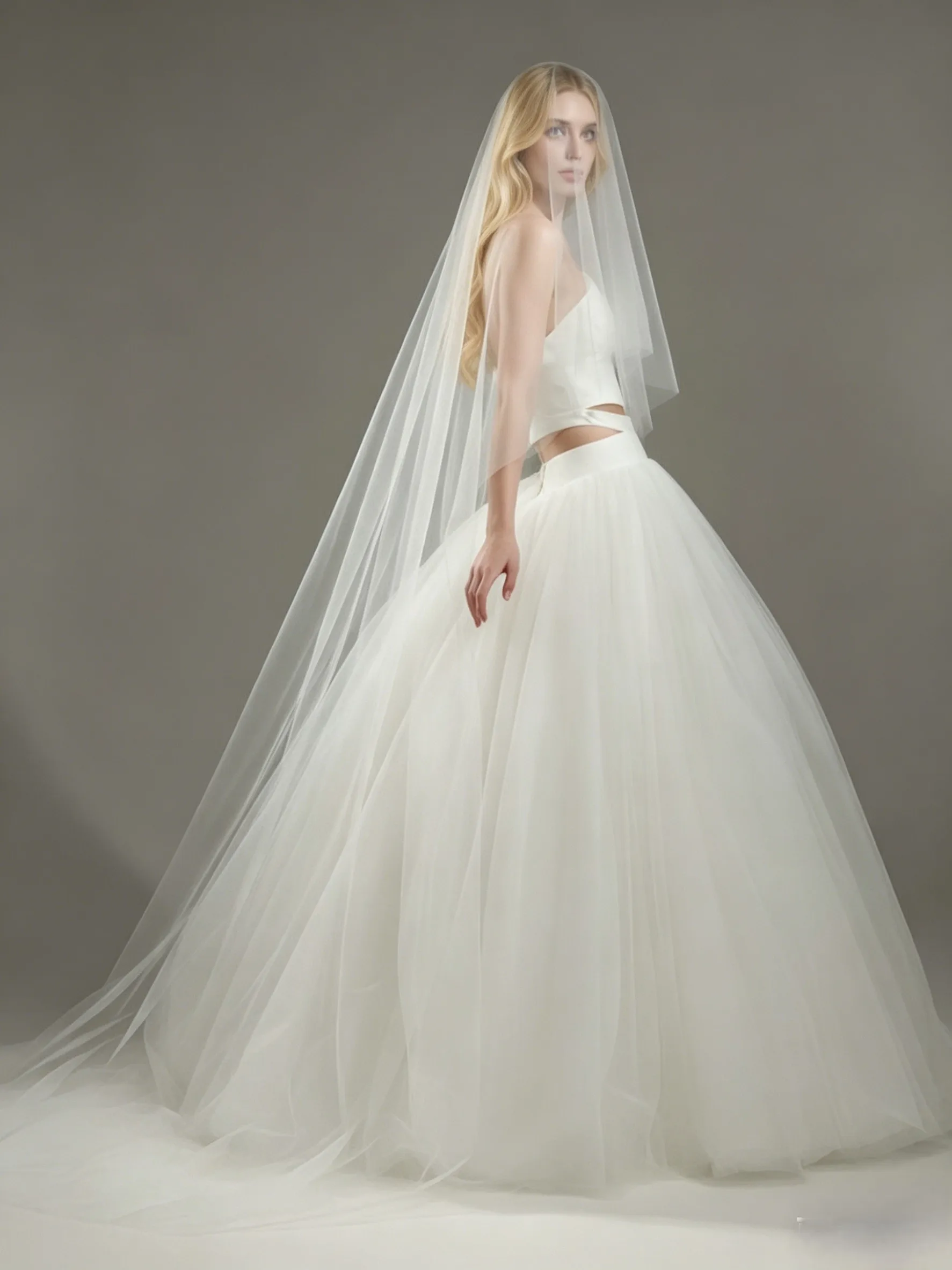 Extra Long 2 Tier Cathedral Wedding Veil with Blusher 3M Soft Tulle Bridal Veil With Comb Church Ceremony Party Accessories G131