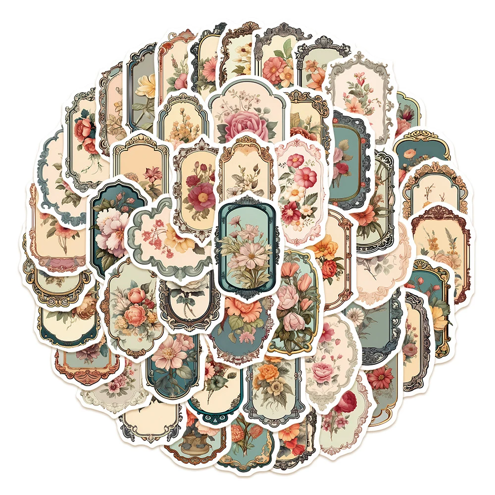 

10/30/50pcs Retro Flowers Mirror Graffiti Stickers Aesthetic Cartoon Decals DIY Suitcase Laptop Guitar Waterproof Sticker Decor